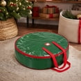 thumbnail image 5 of Christmas Wreath Storage Bag 30in, Green Tarp Wreath Container with Reinforced Handle, Round Wreath Bag for Spring Summer Autumn Christmas Wreath Holiday Decor - Akmoler, 5 of 6