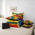 thumbnail image 6 of Feelyou Cartoon Building Blocks Bedding Comforter Set 7 Pieces, Pixelate Miner Full Bedding Set, Teens Kids Boys Girls Reversible Fitted Sheet Flat Sheet, Lightweight Room Decor, 6 of 8