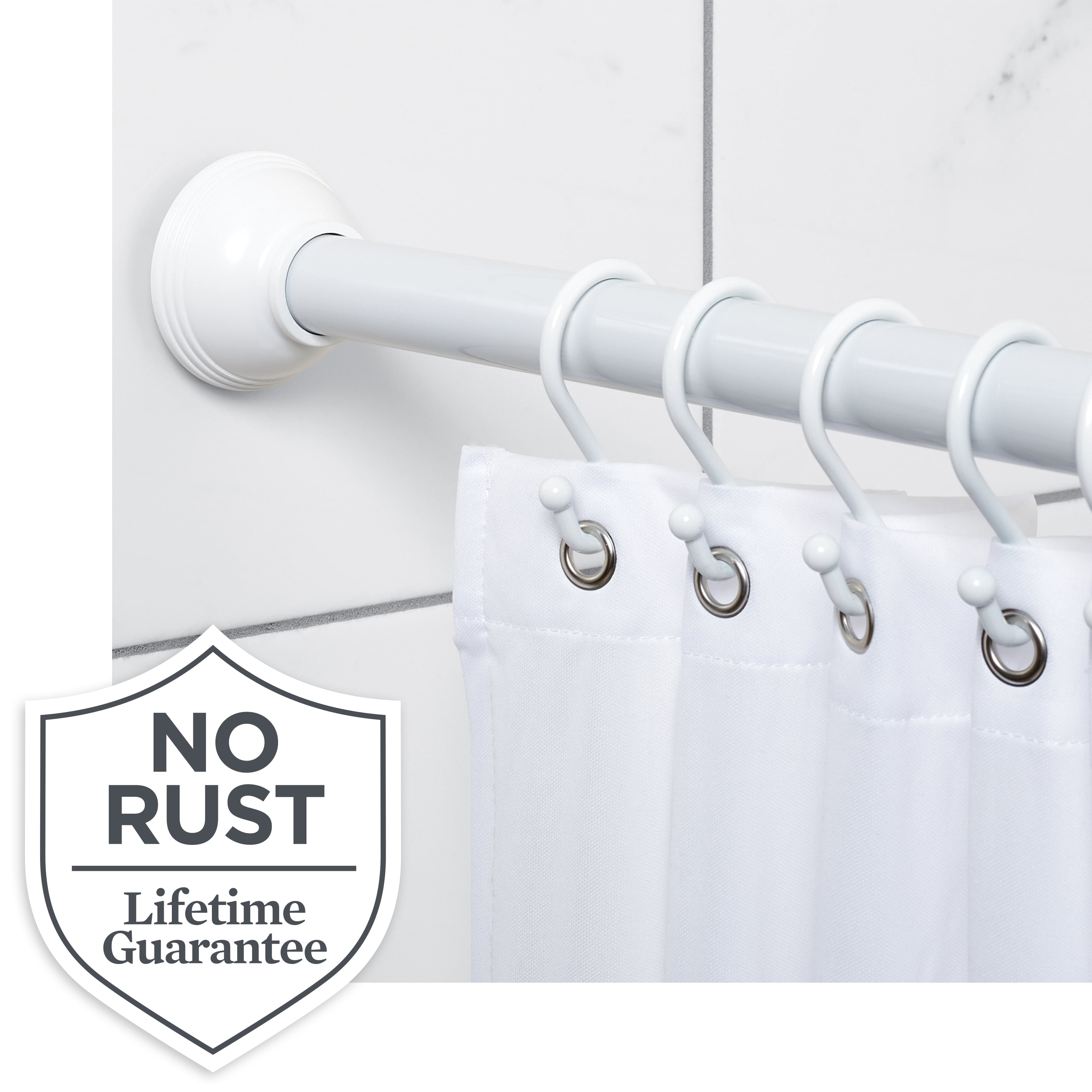 White Shower Curtain Rod, 43" - 72", Better Homes & Gardens Rustproof Permanent Mount