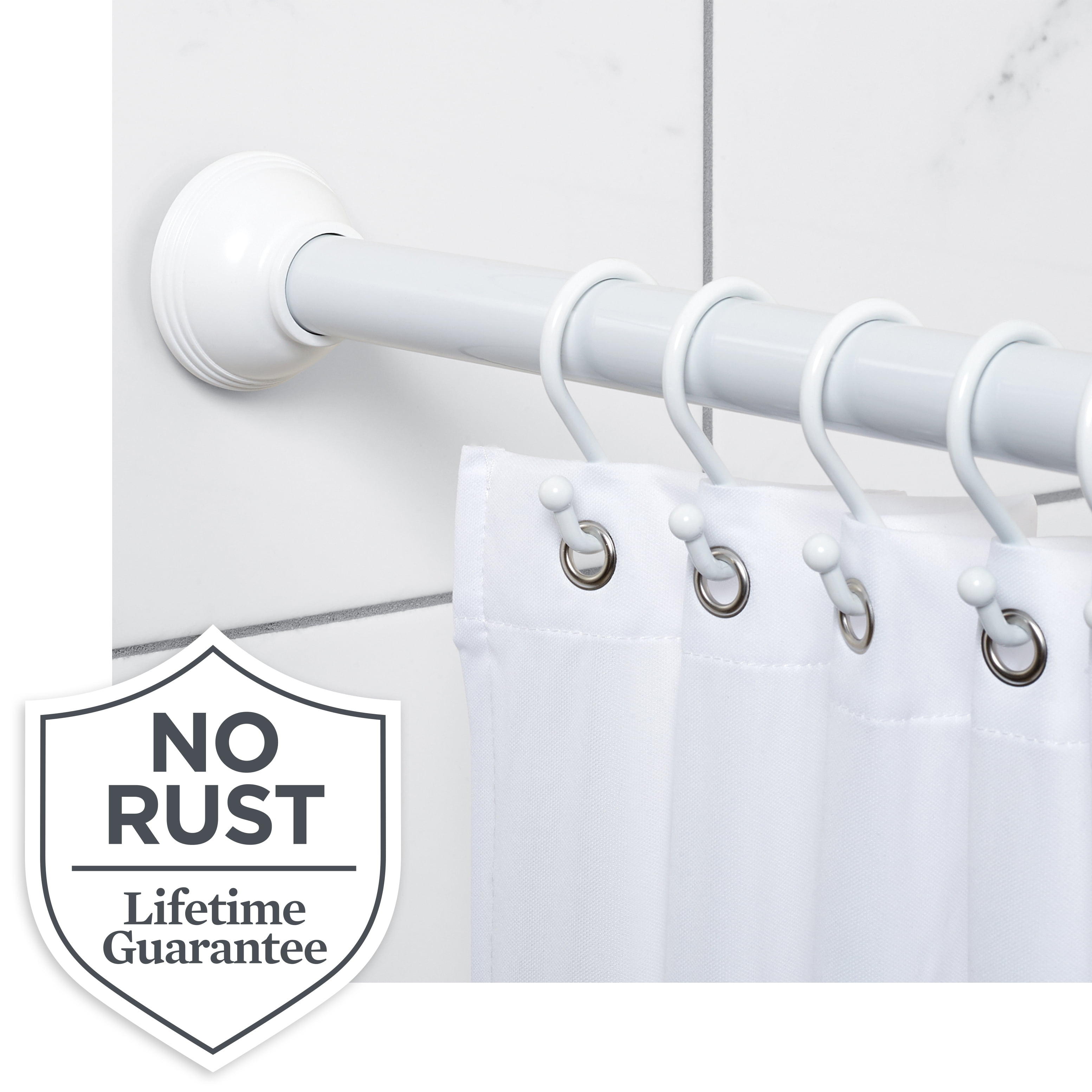 White Shower Curtain Rod, 43' - 72', Better Homes & Gardens Rustproof Permanent Mount