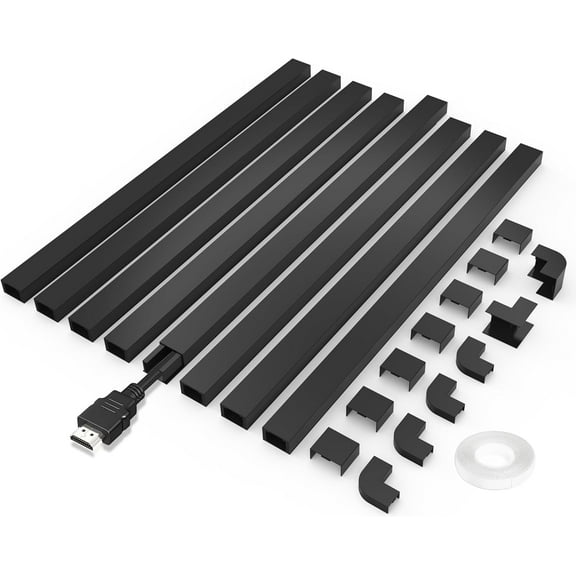 Cord Cover Wire Hider - 125" Cable Concealer for TV Wall Mounting and Wire Management, Black