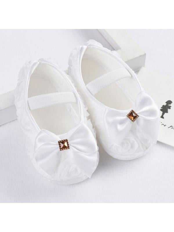 NewJourney Baby Girl Christening Baptism Shoes PU Leather Princess Soft Sole Loafers 