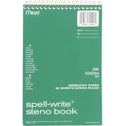 Mead Spell-Write Steno Book, 6 Inches X 9 Inches, Green Tint Paper 1 ea (Pack of 4)
