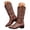 2-Brown, variant on Mepaouo Western Cowboy Boots for Women Knee High Wide Calf Cowgirl Boots Embroidery Classic Pull on Tall Boot