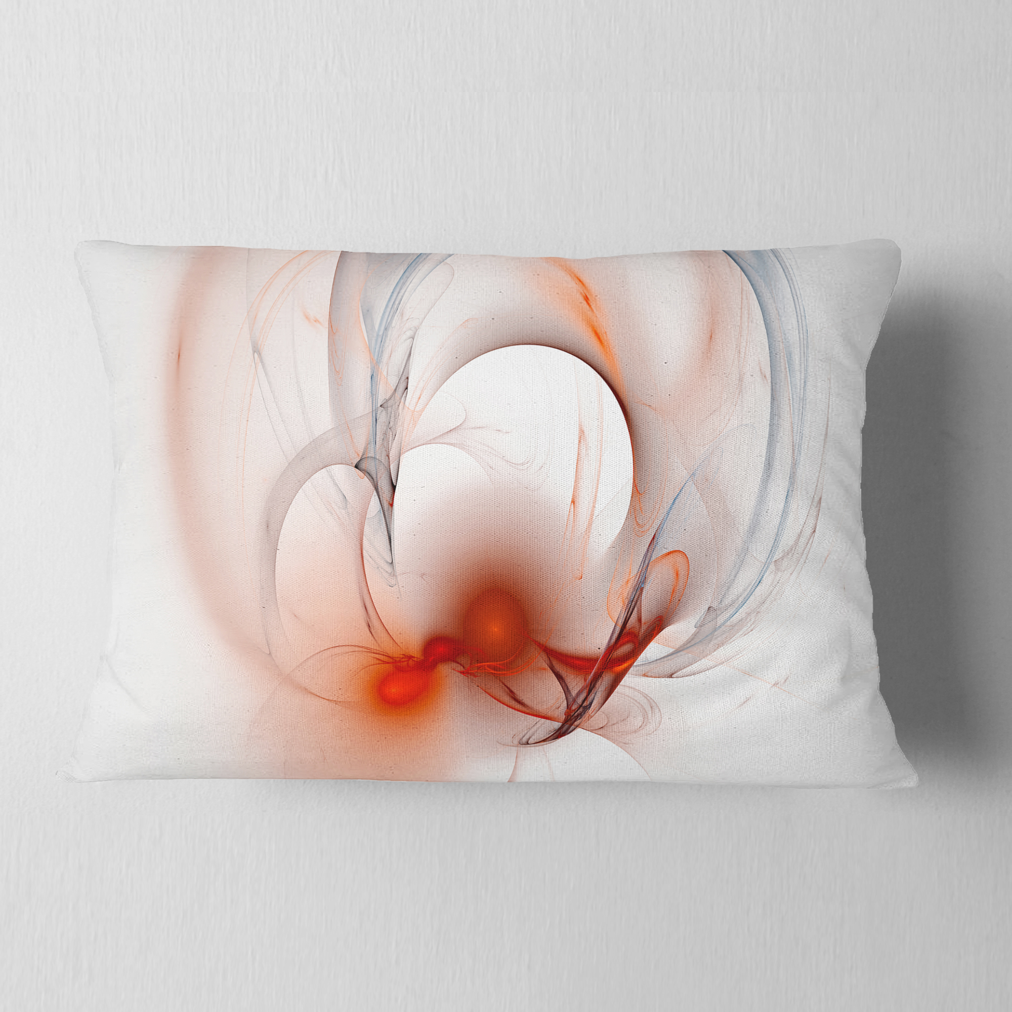 Designart Red Fractal Galactic Nebula - Abstract Throw Pillow - 12x20