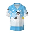 thumbnail image 4 of Uemuo Collie in Bathtub Pattern Cotton Linen Short Sleeve Shirts,Casual Lightweight Button Down Shirts,Vacation Beach Summer Tops-, 4 of 7