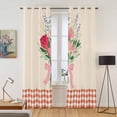 thumbnail image 2 of Pastoral Flowers Kitchen Curtains Window Panels, Spring Red Pink Leaves Farmhouse Plaid Insulated Window Treatment Curtain, Grommet Curtains for Bedroom/Living Room/Bathroom, 2 Piece 42"Wx84"L, 2 of 8