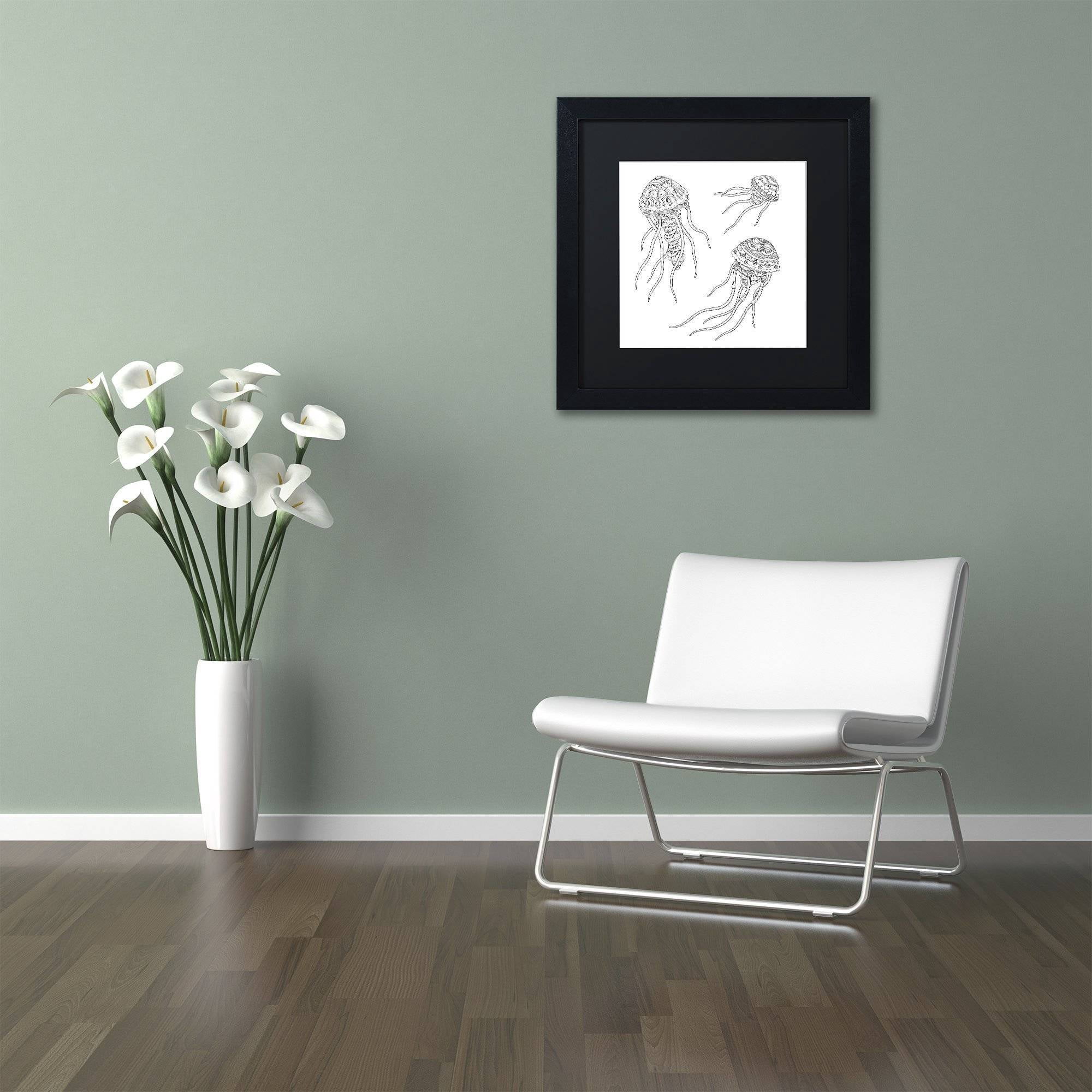 Trademark Fine Art 'Jellyfish Family' Canvas Art by Filippo Cardu Black Matte, Black Frame