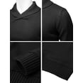thumbnail image 4 of Mens Casual Slim Fit Knitted Pullover Sweaters Shawl Collar Solid Patterned Long Sleeve (CMOSWL077), 4 of 6