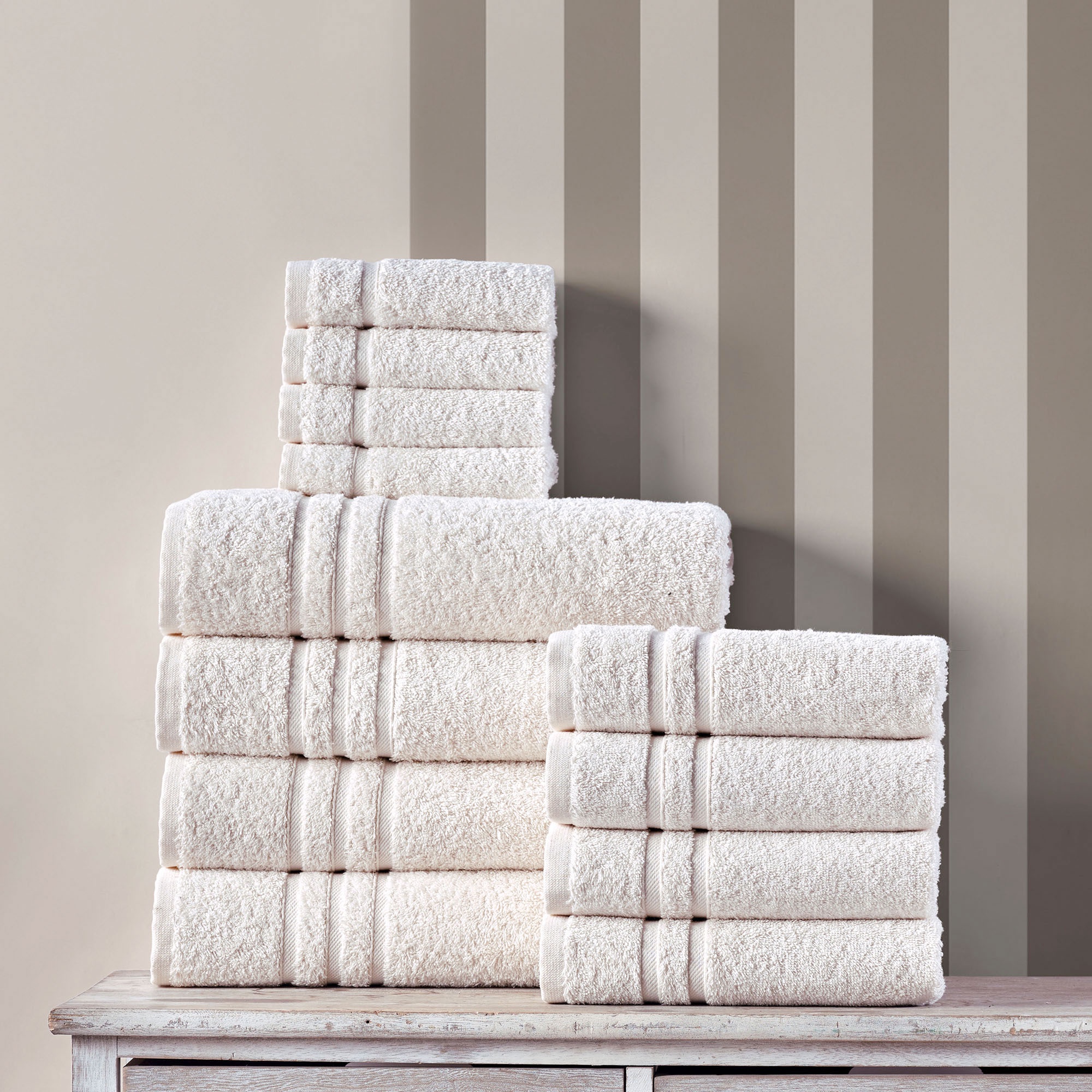 Hawmam Linen 4-Piece Turkish Cotton Bath Towel Set, Blue photo 3