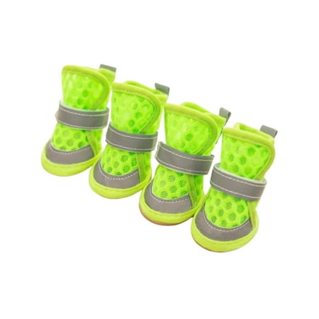 Harikaji Dog Shoes for Small Medium Dogs  Breathable Mesh Reflective Dog Boots  Dog Paw Protectors for All Seasons - Hot Pavement in Summer  Anti-Slip Dog Booties for Hiking and Walking Green 1#
