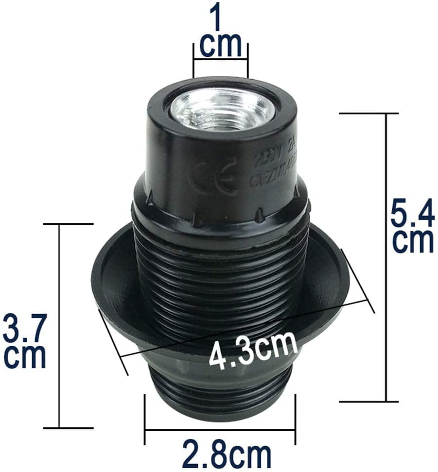 Black 4 Pieces E14 Socket Lamp Bulb 250V 4A Plastic Light Bulb Socket Holder External Thread Retro Style