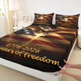thumbnail image 5 of Manfei Glowing Eagle Flag Bed Sheets, 250 Years of Freedom Print Full Size Sheets, Dark Brown, Black Reversible 4-Piece (1 Flat Sheet, 1 Fitted Sheet and 2 Pillowcases), 5 of 6