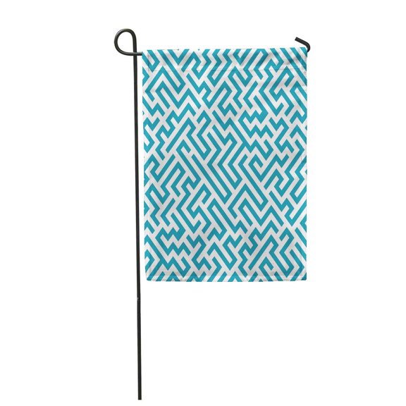 SIDONKU Graphic Abstract Geometry Maze Pattern Blue Geometric Labyrinth Subtle and Sheet Garden Flag Decorative Flag House Banner 12x18 inch