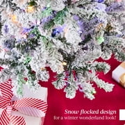 Best Choice Products 4.5ft Pre-Lit Christmas Pine Tree w/ Flocked Branches 200 Multicolored or Warm-White Light Modes