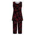 thumbnail image 4 of Lightweight Lounge Sets for Women Sleeveless Tank Shirt and Elastic Waist Capris Fashion Outfits Women Lounge Set Sale, 4 of 5