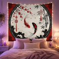 thumbnail image 2 of Koi Fish Circle with Red Border and Waves, Calming Vintage Style for Koi Lovers, Koi Wall Decor Housewarming Gift, Tapestry Wall Hanging for Bedroom and Living Room, 2 of 7