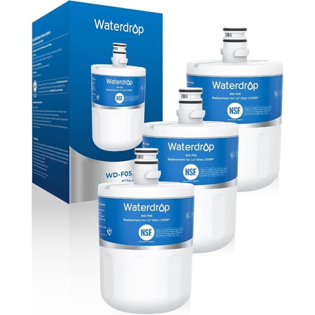 Waterdrop F05 Refrigerator Water Filter, Replacement for LG® LT500P®, GEN11042FR-08, ADQ72910911, ADQ72910901, Kenmore® 9890, 46-9890, LFX25974ST, LMX25964ST, 3 Pack
