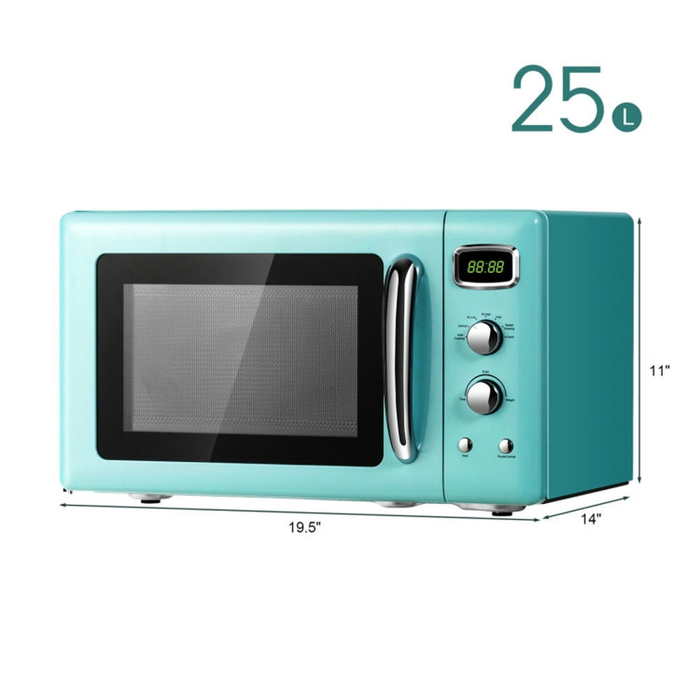 Spaco Microwave with 5 Microwave Power Levels, 0.9 Cu.Ft Retro Countertop Compact Microwave Oven, Microwave with Led Display for Indoor as Kitchen, Green