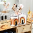 thumbnail image 3 of Yayeee 2 Pack Qtip Holder Bathroom Cotton Swab Canister with Lid Clear Dispenser Set, Black Cat Rainbow, 3 of 6