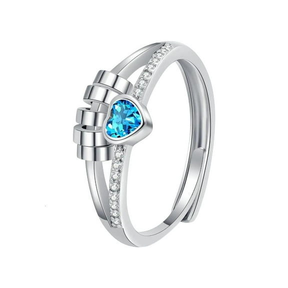 WE-POLUJ Stylish 14K Gold Plated Stress Relief Rings with Cubic Zirconia Spinner Beads