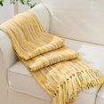 thumbnail image 5 of Battilo Yellow Throw Blanket for Couch, Fall Decorative Gold Throw Blanket for Sofa, Mustard Bed Throws with Tassel for Home Decor, 50"x60", 5 of 6
