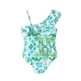 thumbnail image 3 of GYRATEDREAM Baby Girl Swimsuit Cute One Piece Tropical Print Bikini Ruffle Bathing Suit with Sun Protection, 3 of 7