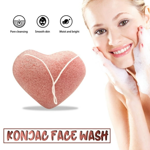 EGNMCR 【Natural Konjac Facial Cleanser】Heart-Shaped Exfoliating And Moisturizing Skin face wash