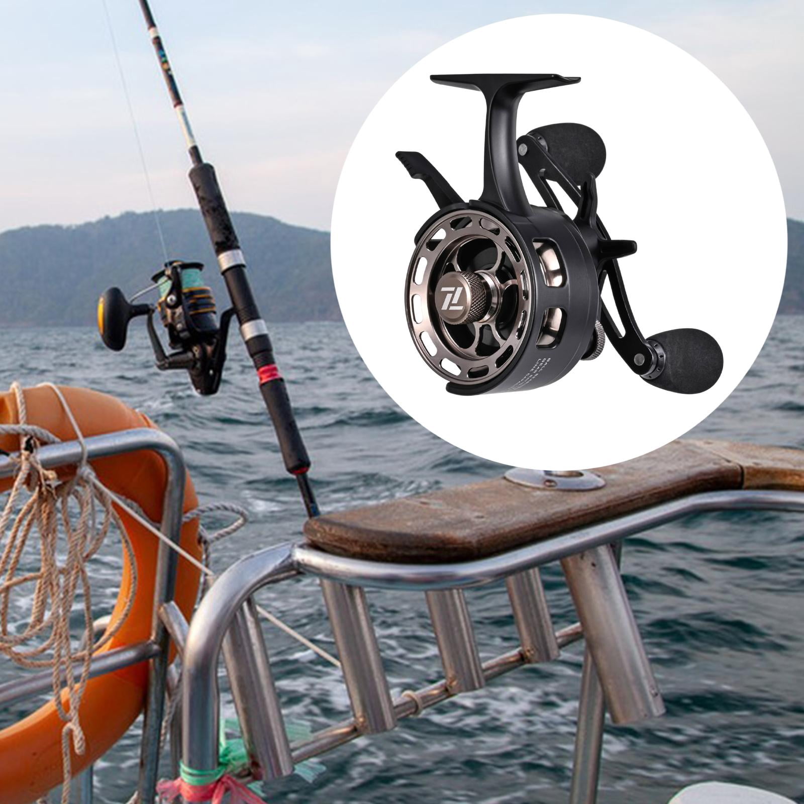 koolsoo Ice Fishing Reel Ultralight Ice Fishing Equipment for Freshwater Summer Black Right Hand