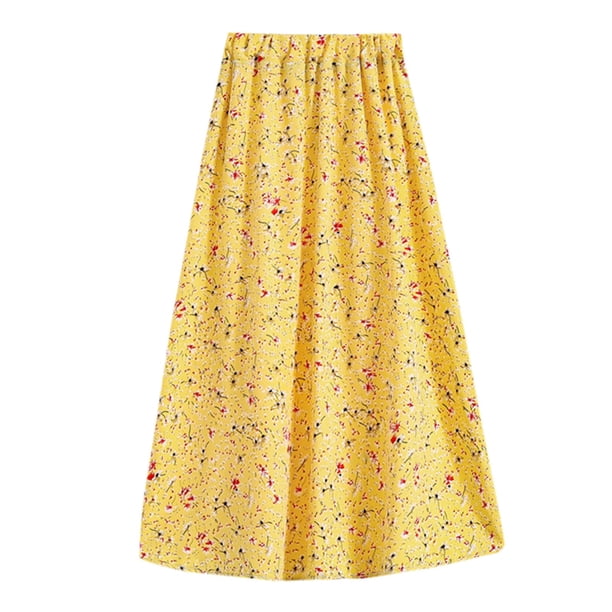 Gibobby faldas cargo alta nueva con media cintura floral Falda hasta la cadera para mujer(Amarillo, L)