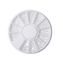 Beauos Clearance White Flat Back Pearl Half Round Pearls Beads Satin Luster Loose Beads Gems for Diy Craft Necklaces Bracelets Jewelry Decorations Wedding Dress Nail Arts Making