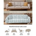 thumbnail image 3 of Turquoise Striped Sofa Couch Covers for Dogs,Washable Sofa Throw Cover Single Slipcovers for Armchair with Tassel,White Geometric Minimalist Boho Striped Couch Protector Towel Blanket Medium 71x91, 3 of 8