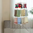 thumbnail image 4 of Multi-Functional Foldable Drying Rack, Large Space-Saving Clothes Airer with 24 Clothespins for Indoor Patio Laundry Use, Portable Durable Stainless Steel Rack for Home or Travel, 4 of 7