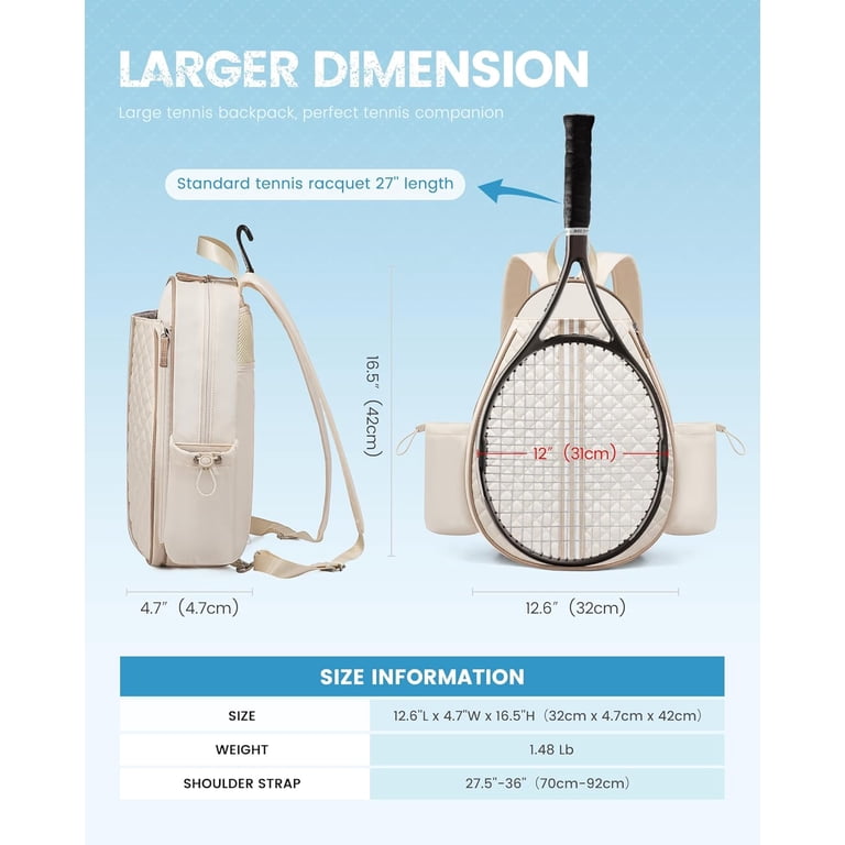 Quilted Polyester Tennis Backpack Racket Bag with Laptop Sleeve Water Bottle 71BSJ9K-IFL._AC_SL1500_.jpg main image 4