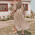 thumbnail image 6 of Fesfesfes Women Dress Casual Half Sleeve Boho Printed V-Neck Split With Belt Dresses, 6 of 8