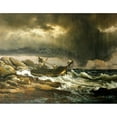 thumbnail image 2 of Johan Christian Dahl 14x12 Gold Ornate Wood Frame and Double Matted Museum Art Print Titled - Shipwrech (circa 1832), 2 of 4
