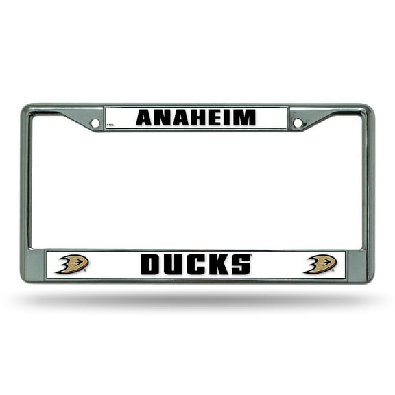 Anaheim Hockey Ducks - 12" x 6" Standard Size - Chrome Metal License Plate Frame