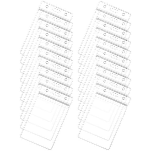 20 Pcs Plastic Sleeves for Cards Name Badges Vertical Id Badge Holder Waterproof Card Holder Documents Pvc