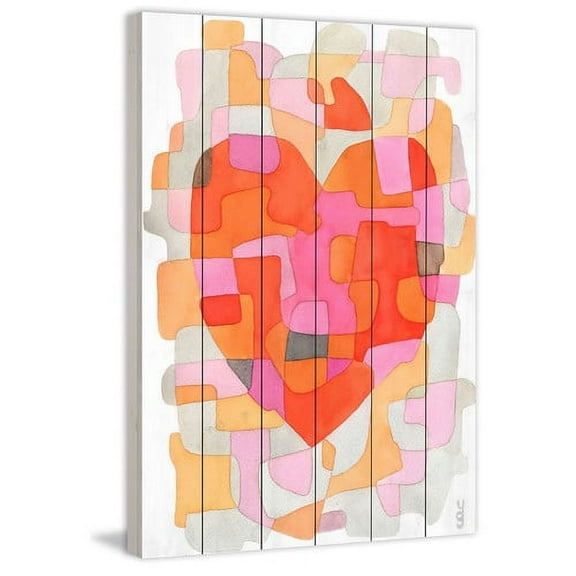 Marmont Hill "Splash of Heart" by Yolanta Gawlik Painting Print on White Wood