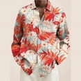 thumbnail image 2 of Camisa de hombre con estampado de flores y plantas vintage, informal, cómoda, de manga larga y botonadura sencilla, ropa de calle, blusa con solapa para hombre, 2 of 5