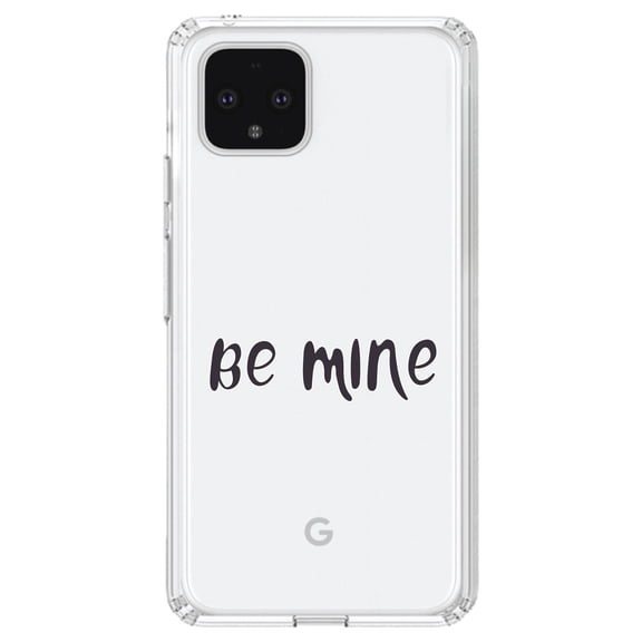 DistinctInk Clear Shockproof Hybrid Case for Google Pixel 4 (6.1" Screen) - TPU Bumper Acrylic Back Tempered Glass Screen Protector - Be Mine - Valentine's Day