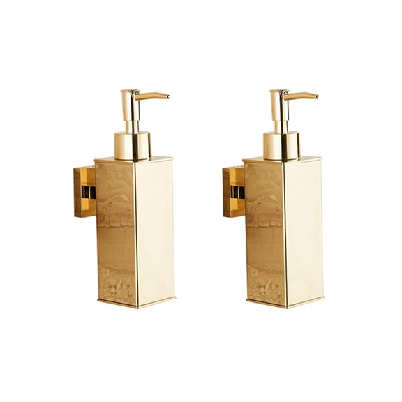 2X Liquid Soap Dispenser Bathroom Wall Mounted Gold Shower Gel Detergent Shampoo Bottle for Kitchen Hotel Home,2 x Golden Bottle Soap Dispenser,Gold