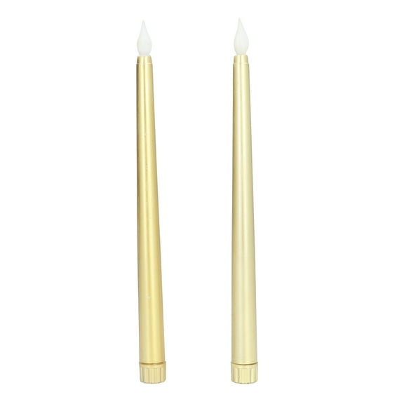 Luxurious Gold Taper Candles, Battery Operated With Remote Timer For Safe Smoke-Free Decorative Use