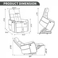 thumbnail image 4 of Black Chenille Single Motor Power Lift Recliner Chair with Massage and Heat for Elderly, Heavy Duty Motion Mechanism and One USB for Charging, Max Reclining Angle 155 °, 4 of 19