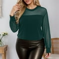 thumbnail image 6 of CONZONE Women's Lace Mesh T-Shirts Long Sleeve See Through T Shirts for Women Casual Crew Neck Sequined Lightweight Tees Soft Cozy Dailywear, 6 of 7