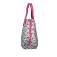 thumbnail image 3 of Fashion Print Insulated Water Resistant Round Small Lunch Cooler or Cosmetic Tote Bag Grey Twist with Pink Trim, 3 of 3