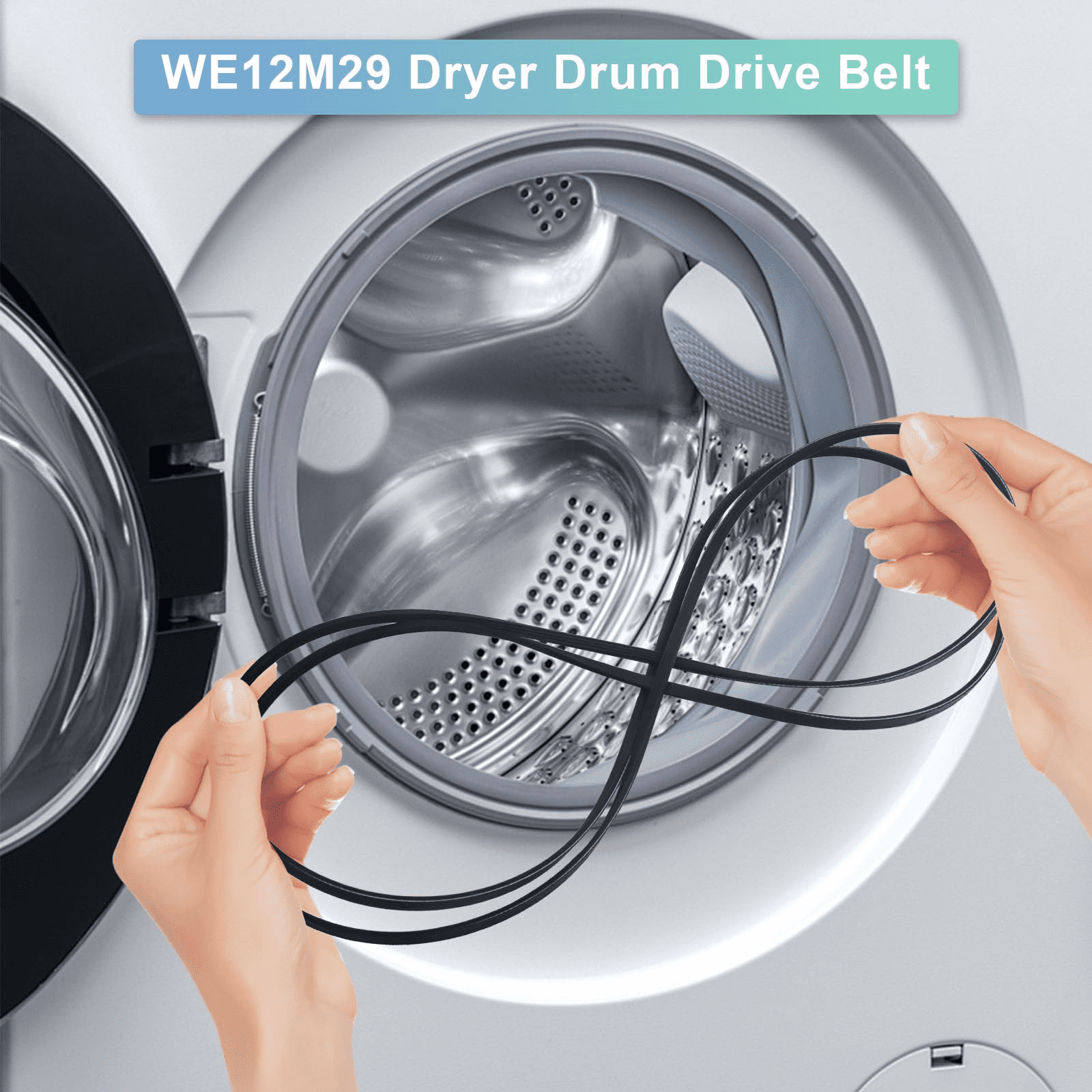 WE12M29 WE03X29897 Dryer Drum Drive Belt Compatible with GE, for Hotpoint Dryers, Replaces WE12M0022 WE12M22 WE12M29 137292700 WE12M33 WE12X21574 PS16542496 DDC4400T3WH DDC4500SMMWH