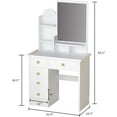 thumbnail image 6 of FUFU&GAGA Vanity Set with Mirror, Makeup Vanity Dressing Table with 5 Drawers, Shelves, Dresser Desk and Cushioned Stool Set (White), 6 of 14