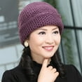 thumbnail image 3 of Womens Hats Winter, Womens Winter Warm Floral Knitted Crochet Beanie Slouchy Wool Hat, 3 of 8