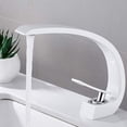thumbnail image 1 of Grifo para lavabo de baño de primera calidad, fácil instalación, superficie a prueba de óxido, grifo mezclador monomando de forma arqueada de latón macizo con núcleo de válvula de cerámica, cromo, 1 of 5